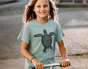 T-shirt tortue pour enfant/adolescent (menthe)