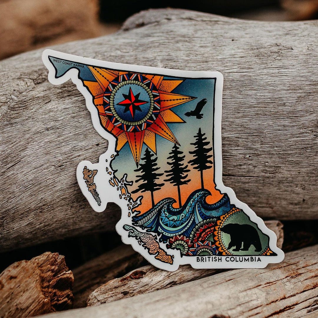 Golden Bc Sticker BC Map Colourful Sticker - Etsy Canada