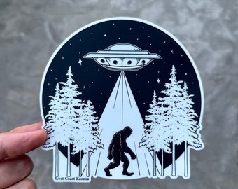 Sasquatch Alien Abduction Sticker