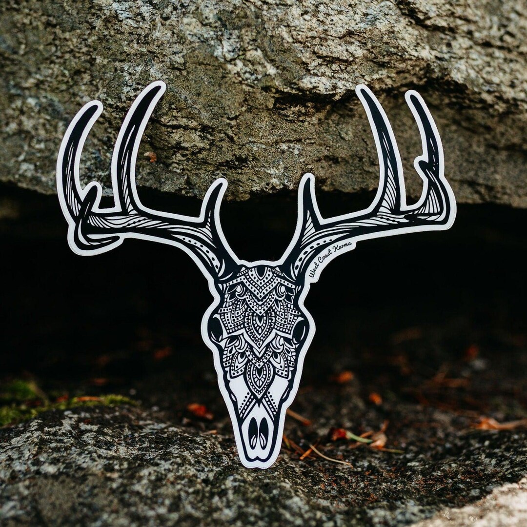 Deer Skull Vinyl Sticker Decal - Outdoor Hunting Fishing Decal For Car, Truck, Laptop, Yeti - View #6