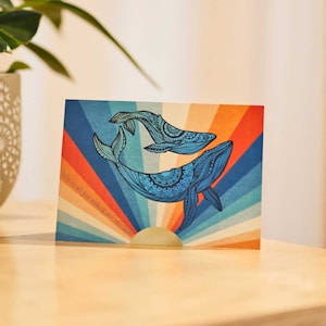 Carte de voeux rétro baleine à bosse