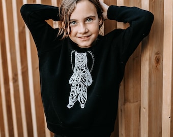 Standing Bear Kids/Youth Sweater in Black