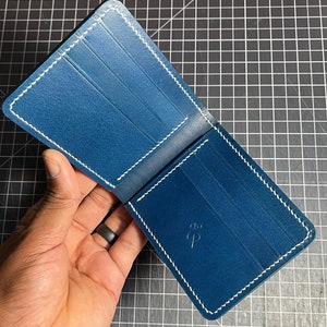 Cartera plegable Tobar, hecha a mano, cartera para hombre, plegable, minimalista, piel de grano completo, piel curtida con vegetales, moda masculina