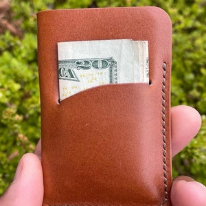 La cartera Gibson Slim Card, hecha a mano, cartera para hombre, titular de la tarjeta, minimalista, cuero de grano completo, cuero curtido vegetal, moda masculina