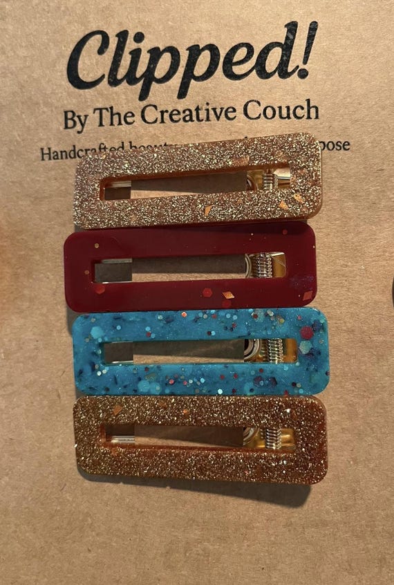Fall Floral Epoxy Hair Clip: Handmade Glitter Resin