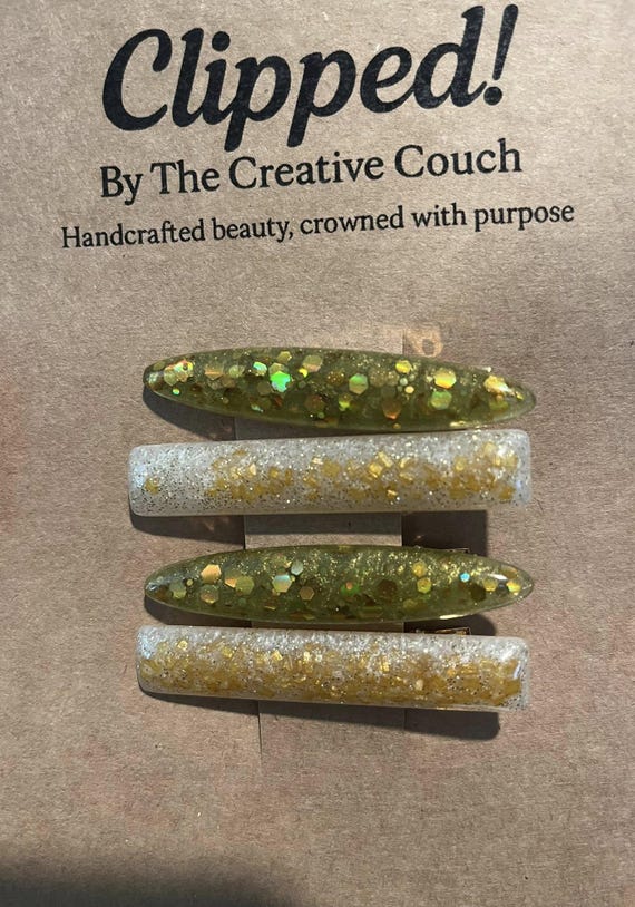 Handmade Epoxy Resin Hair Clip: Sparkle Floral Design