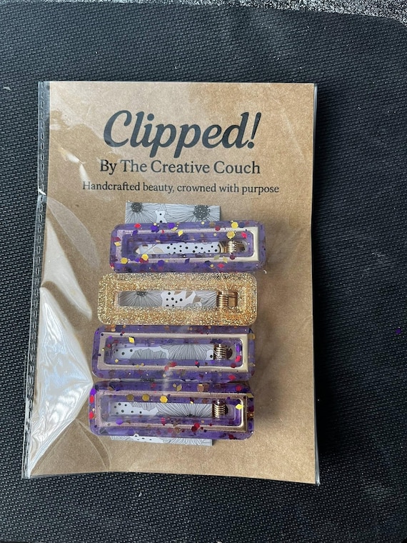 Handmade Epoxy Resin Hair Clip: Lavender Mist Floral Design