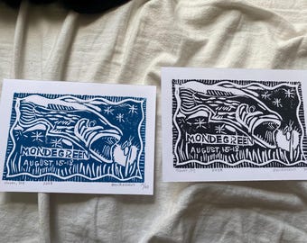 Mondegreen Phish Linocut Print