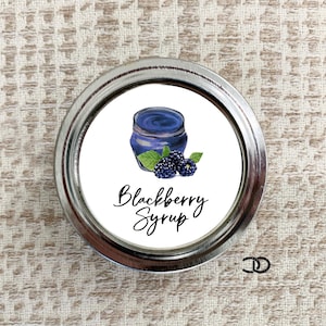 Blackberry Syrup Canning Label 2&quot; Round Mason Jar Lid Printable (Digital Download)