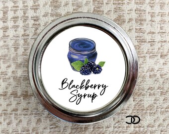 Blackberry Syrup Canning Label 2" Round Mason Jar Lid Printable (Digital Download)