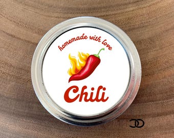 Chili Canning Label 2" Round Mason Jar Lid Sticker (Instant Download)