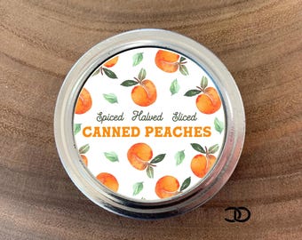 Canned Peaches Label 2" Round Canning Mason Jar Lid Sticker (Digital Download)