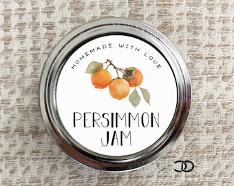 Persimmon Jam Label 2" Round Mason Jar Sticker Printable (Digital Download)