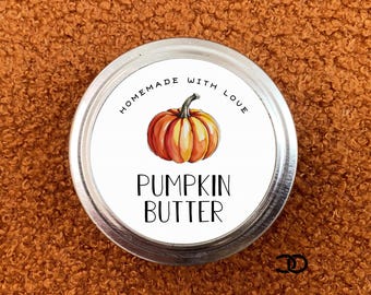Pumpkin Butter Canning Labels 2" Round Mason Jar Lid Stickers (Digital Download)