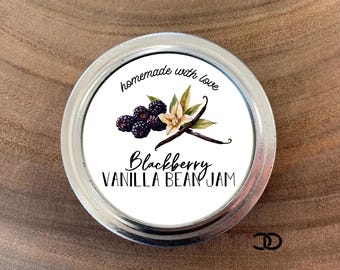 Blackberry Vanilla Bean Jam Labels 2" Round Mason Jar Lid Stickers (Digital Download)