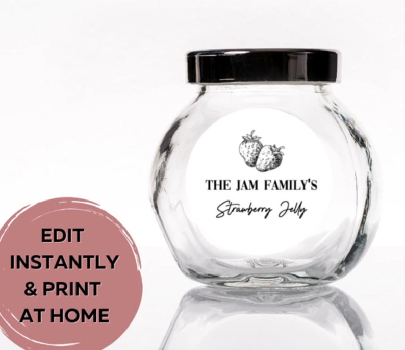 Customizable Strawberry Jelly Jam Labels Stickers 2 Round Printable ...