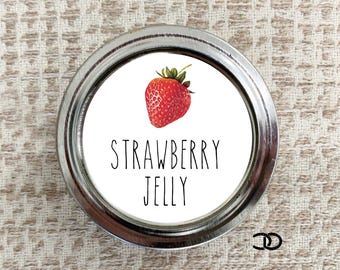 Afdrukbare Strawberry Jelly-labels voor het deksel van de Mason Jar | 2" ronde sticker voor inblikken, direct te downloaden