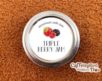 2 "Triple Berry Jam Canning Label druckbare Datei Aufkleber Undatiert Sofortiger Download Einmachglas - anpassbare Jelly & mehr verfügbar