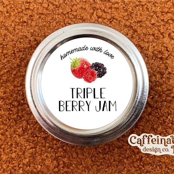 2" Triple Berry Jam Canning Label Printable File Sticker Undated Instant Download Mason Jar- Customizable Jelly & More Available