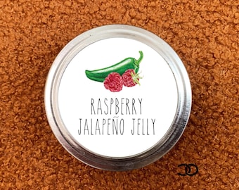Raspberry Jalapeño Jelly Canning Label 2" Round Mason Jar Lid Sticker (Instant Download)