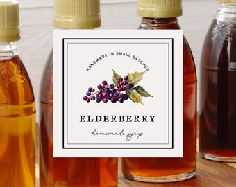 Elderberry Syrup Labels 2" Printable Mason Jar Stickers (Digital Download)