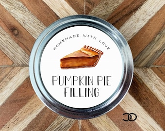 Pumpkin Pie Filling Canning Labels 2" Mason Jar Lid Stickers (Digital Download)