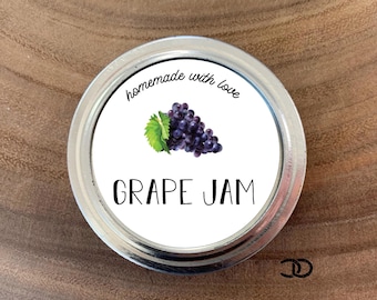 Grape Jam Canning Label 2" Round Mason Jar Lid Sticker (Digital Download)