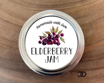 Elderberry Jam Canning Labels 2" Mason Jar Lid Stickers (Digital Download)