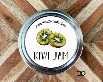 Kiwi Jam Canning Label 2" Round Mason Jar Lid Sticker (Instant Download)
