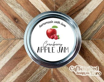 2" Cranberry Apple Jam Round Canning Label Printable Homemade With Love Sticker Undated Instant Download Mason Jar Preserving Customizable