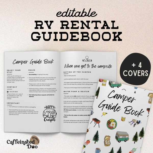 Camper Rental Guidebook RV Rental Booklet Editable Customizable Renter Manual Outdoorsy RVShare Campers Rental Guide Template  Motorhome