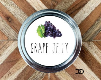 Grape Jelly Canning Label 2" Round Mason Jar Lid Sticker Printable (Digital Download)