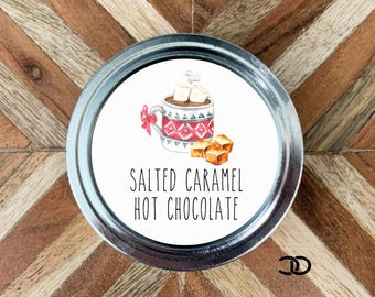 Salted Caramel Hot Chocolate Canning Label 2" Round Mason Jar Sticker (Digital Download)