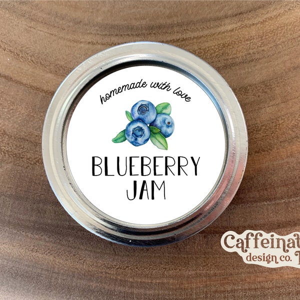 2" Round Blueberry Jam Jelly Canning Label Printable Homemade With Love Sticker Undated Instant Download Mason Jar Preserving Customizable