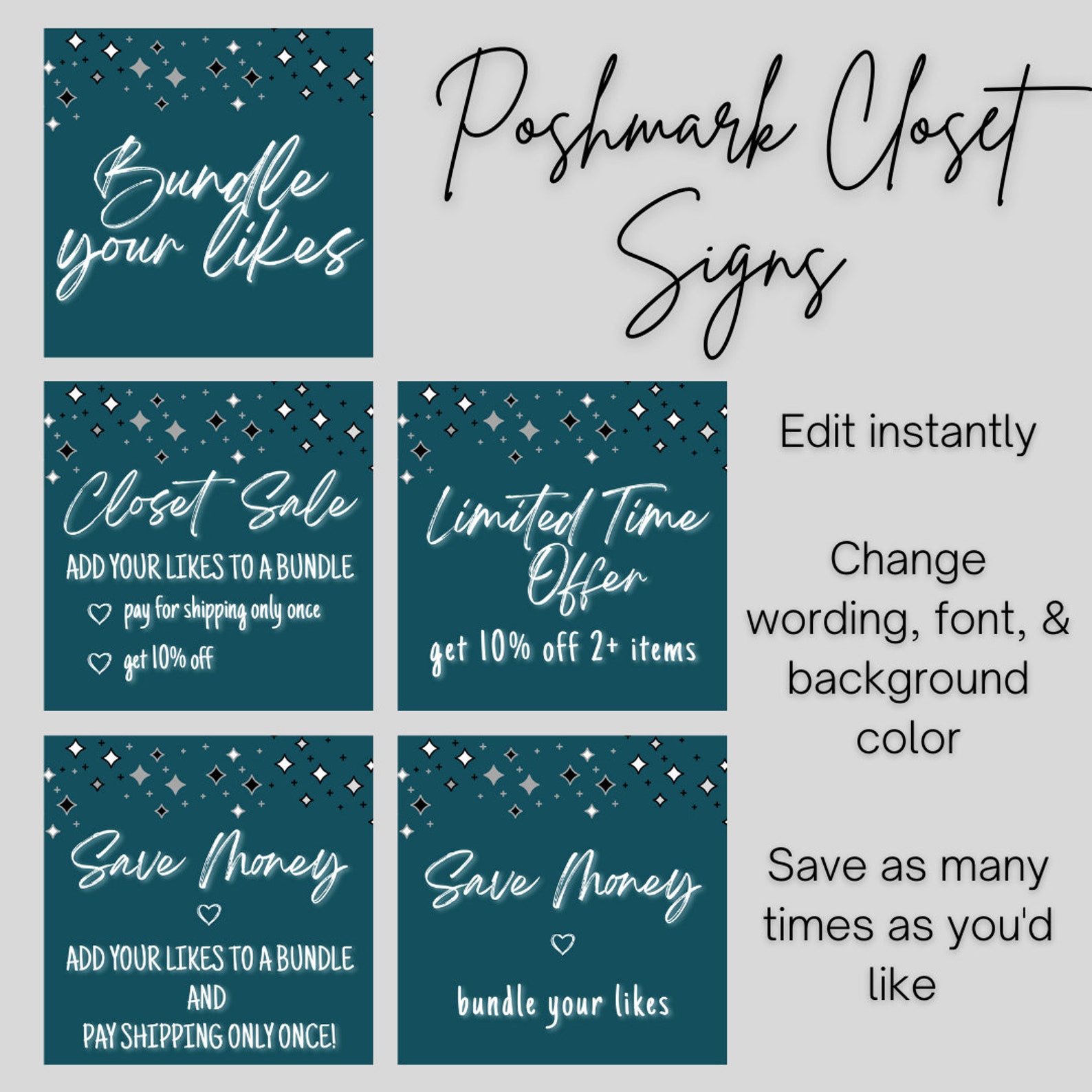 Customizable Poshmark Closet Signs / Edit Instantly / Resellers