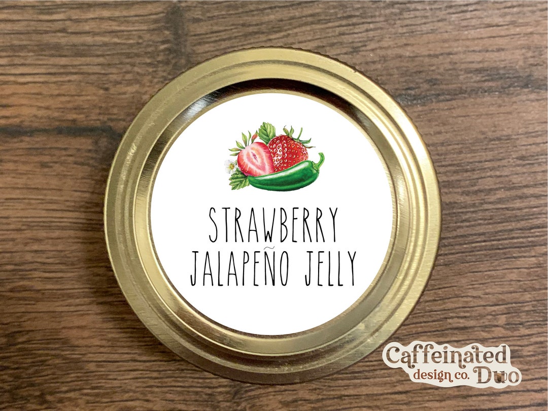 2 Strawberry Jalapeño Jelly Printable Avery Canning Stickers Labels ...