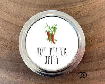 Hot Pepper Jelly Canning Label 2" Round Mason Jar Lid Rea Dunn Jalapeño (Digital Download)