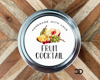 Fruit Cocktail Canning Labels 2" Round Mason Jar Lid Stickers (Digital Download)