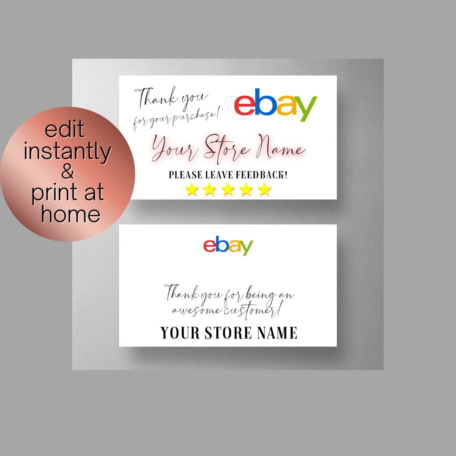 Customizable Ebay Thank You for Your Purchase Business Cards Etsy