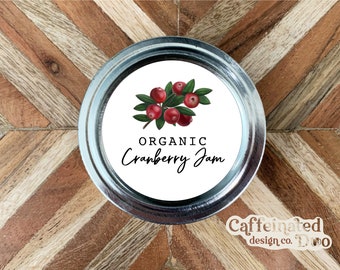 2" Organic Cranberry Jam Canning Label Printable File Sticker Undated Instant Download Mason Jar- Customizable Jelly & More Available