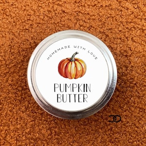 2 &quot;Kürbisbutter Runde Dosenetiketten, bedruckbar, Einmachglas Deckel Aufkleber, undatiert, digitaler Download, Kürbismarmelade, Kürbiskonserven, Benutzerdefiniert