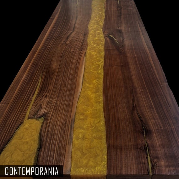 Walnut Wood Countertop With Epoxy Resin 10 Seats Etsy