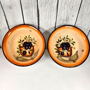 Set of 2 Inspired By Tuscany Bowl Olive and Garlic Motif 8 Mediterranean