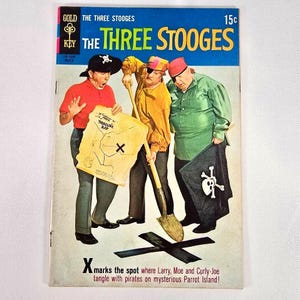 Los Tres Chiflados #46 Gold Key Comics 1970 Mapa del tesoro de Piratas de la Isla Parrot