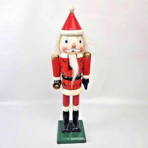 Vintage 1980s Santa Claus Nutcracker - 13 Tall Real Wood