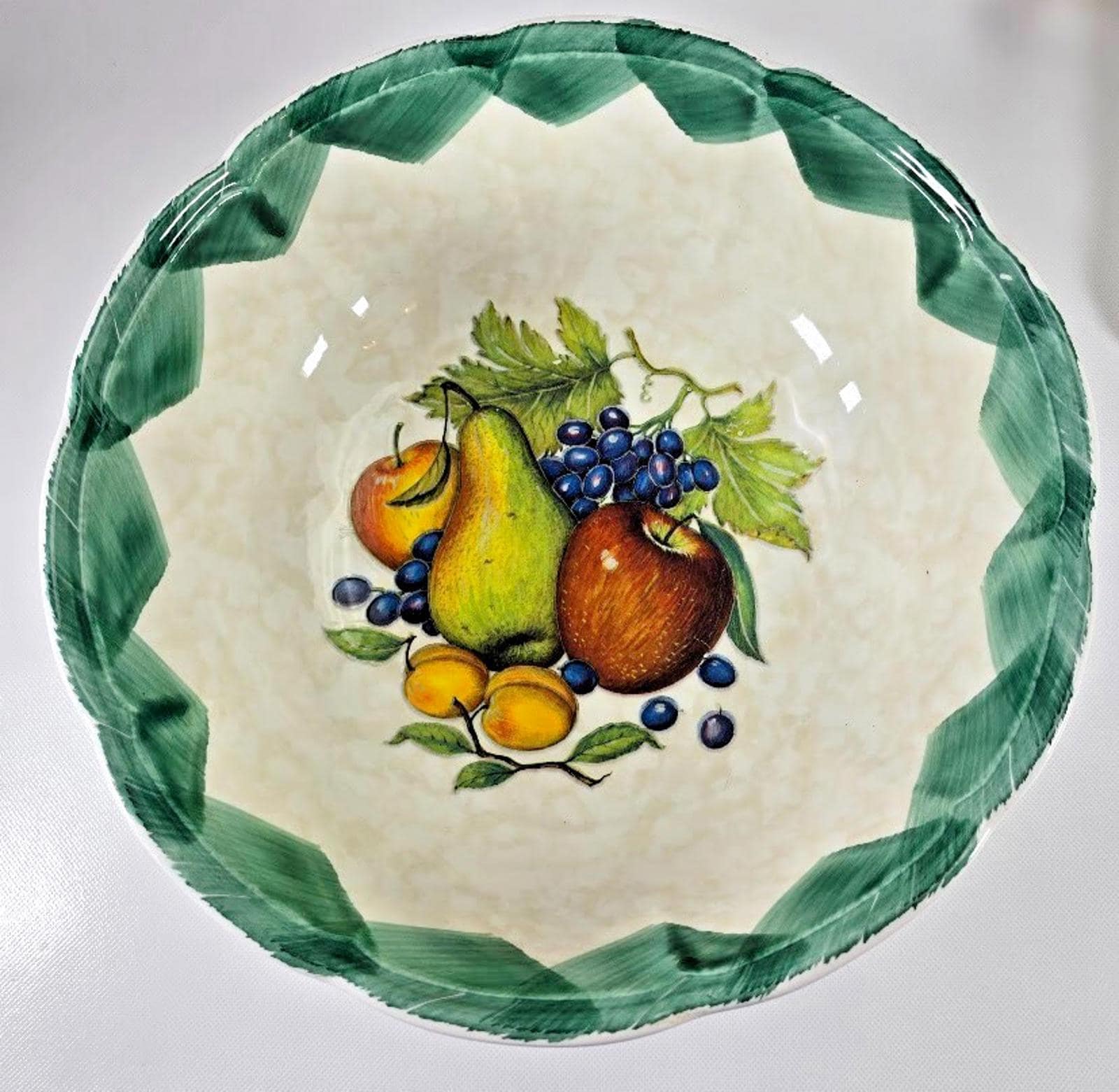 Garantito per Alimenti Green 12” Ceramic Bowl Apple Pear Fruit