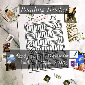 Bookshelf Reading Tracker, Printable TBR Tracker Shelf, Journal Book Tracker, Reading Log Journal, Reading Planner Bookshelf