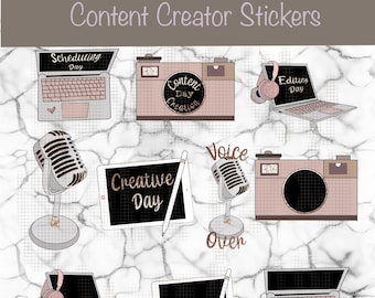 Content Creator Stickers: Social Media Planning (PNG & GoodNotes)