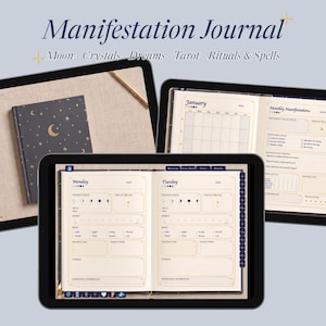 Manifestation Journal, Tarot, Mondplaner, GoodNotes, Affirmationsaufkleber (Digitaler Download)