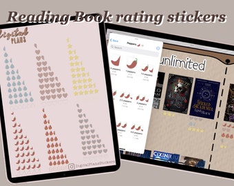 Digital Books Reading Rating Tracker Stickers for GoodNotes | Book Rating Sticker Perfect for Digital Reading Journal.